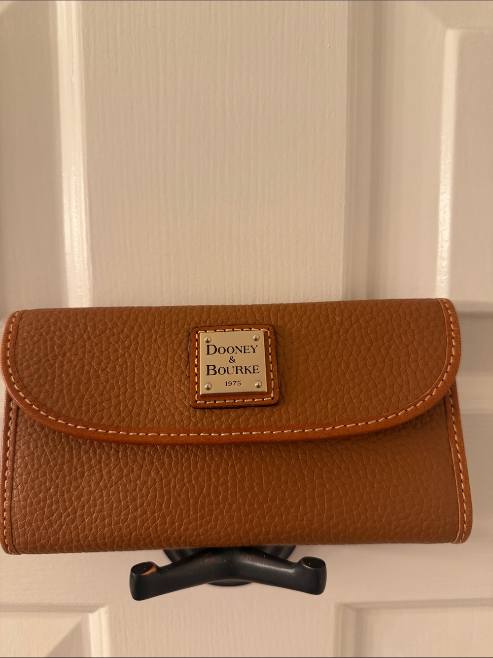Dooney & Bourke Pebbled Leather Wallet - Tan Brown with Gold Plaque